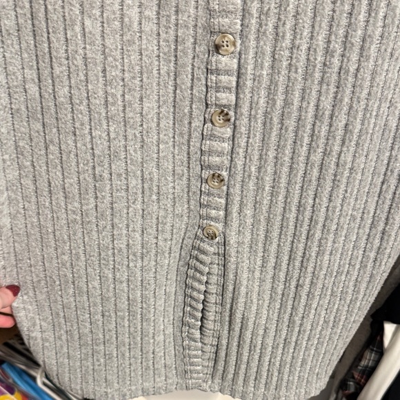 FRYE Gray Ribbed Button-Down Duster - Picture 4 of 5